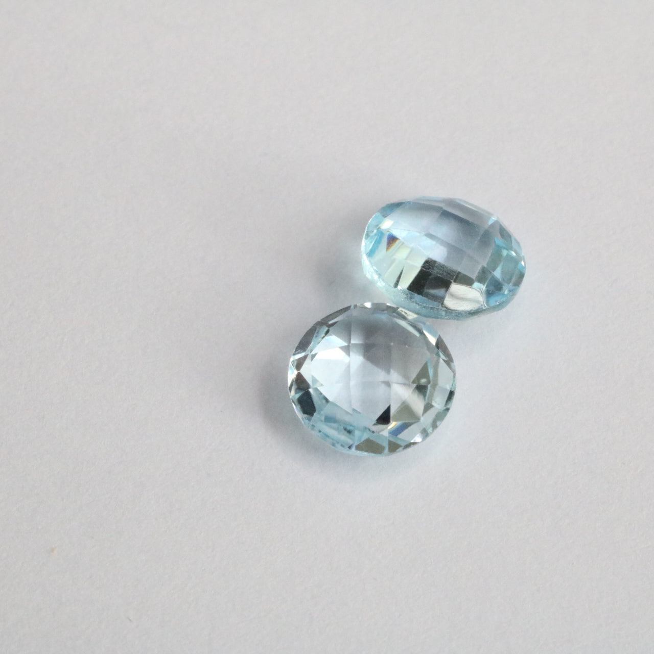 8×8mm 天然石 / スカイブルートパーズ ルース ラウンド コインカット パーツ 素材 Rinoah Jewels