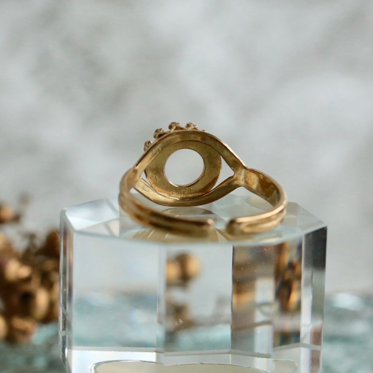 【8mm】 指輪の空枠 カボション クラウン枠 ラウンド ゴールド JBB社製 真鍮 リング 石枠 空座 石座 指輪 台座 ハンドメイド 素材 パーツ